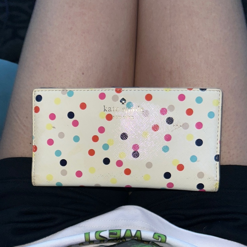 Kate Spade multi colored Polka Dot long Wallet